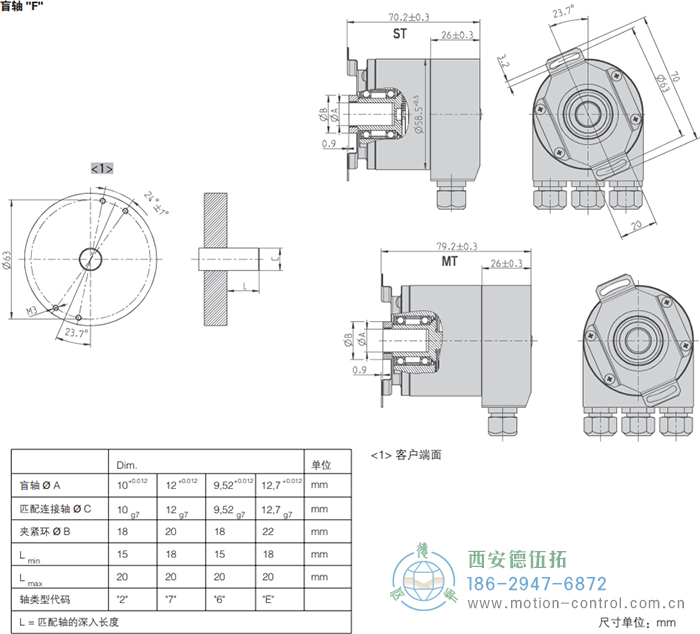 AC58-CANlayer2光電絕對(duì)值通用編碼器外形及安裝尺寸(盲軸F) - 西安德伍拓自動(dòng)化傳動(dòng)系統(tǒng)有限公司