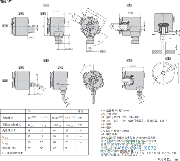 AC58-Interbus光電絕對(duì)值通用編碼器外形及安裝尺寸(盲軸F) - 西安德伍拓自動(dòng)化傳動(dòng)系統(tǒng)有限公司