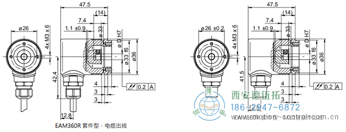 EAM360R-K - CANopen®/SAE J1939磁式絕對(duì)值重載編碼器外形及安裝尺寸(編碼器套件) - 西安德伍拓自動(dòng)化傳動(dòng)系統(tǒng)有限公司