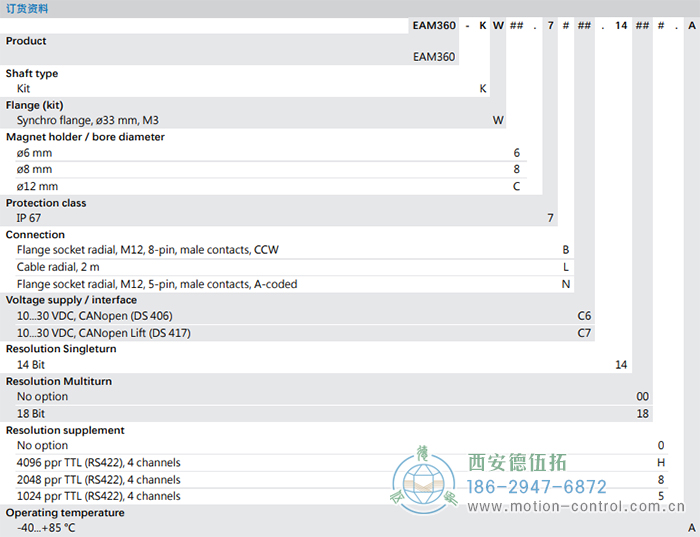 EAM360-K - CANopen®磁式絕對(duì)值重載編碼器訂貨選型參考 - 西安德伍拓自動(dòng)化傳動(dòng)系統(tǒng)有限公司