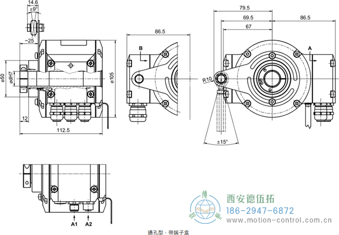 HMG10P-T - CANopen®絕對(duì)值重載編碼器外形及安裝尺寸(通孔型) - 西安德伍拓自動(dòng)化傳動(dòng)系統(tǒng)有限公司