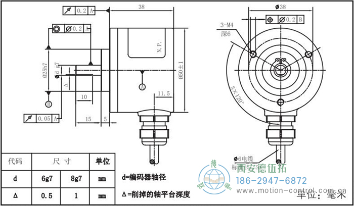 RI50光電增量輕載編碼器外形及安裝尺寸 - 西安德伍拓自動化傳動系統(tǒng)有限公司