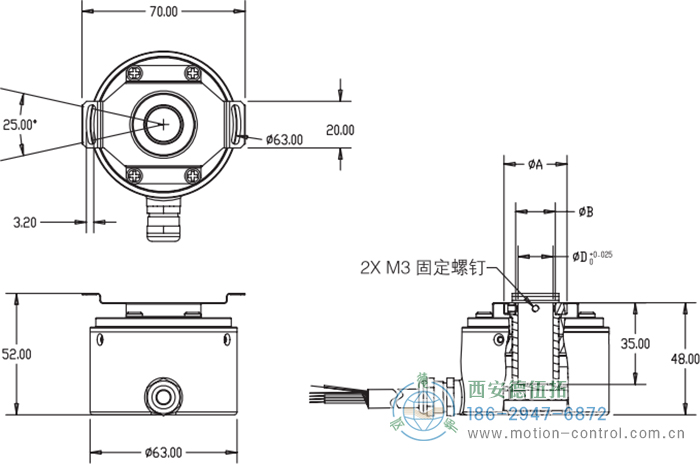 RI64空心軸標準光電增量編碼器外形及安裝尺寸 - 西安德伍拓自動化傳動系統(tǒng)有限公司